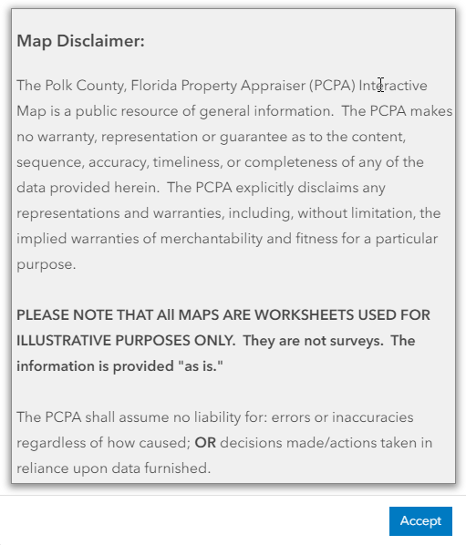 Mapping Site Disclaimer