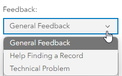 Feedback categories dropdown